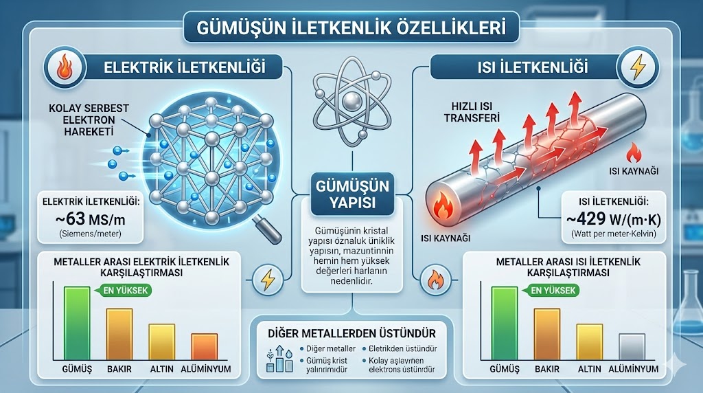 Gümüş İletkenlik Katsayısı Nedir? Elektrik ve Isı İletkenliğinde Neden Zirvede?